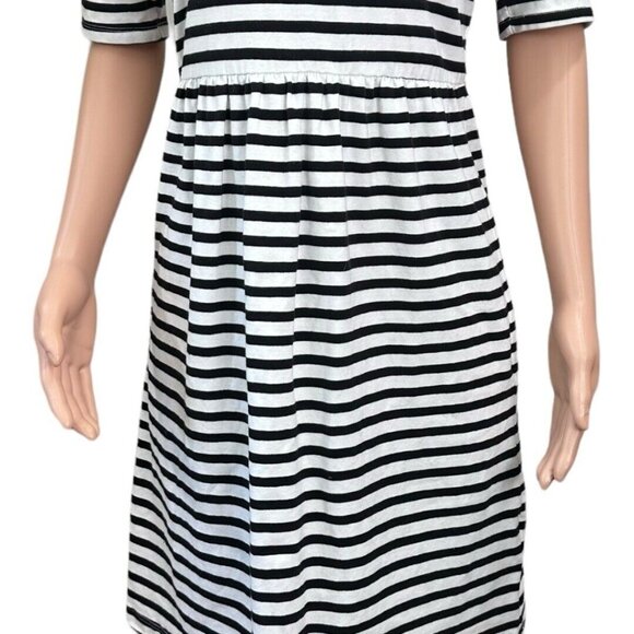 Old Navy Dress Women Size Medium Black Striped Fit & Flare Knee Length Stretchy - Picture 8 of 15